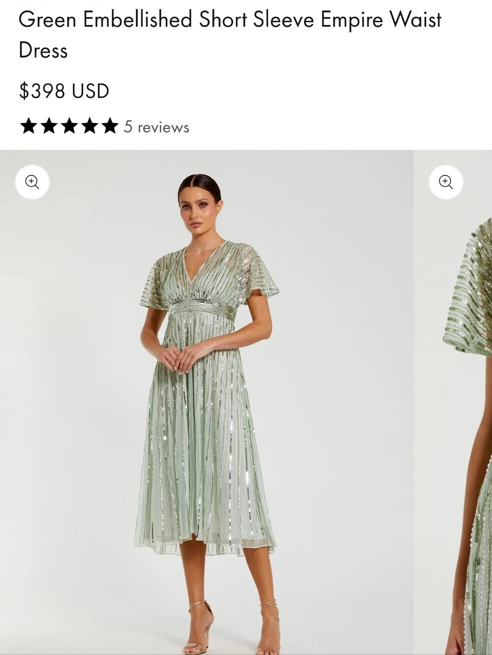 Mac Duggal Mint Green Embellished Midi Dress